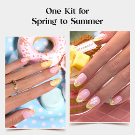 détail des faux ongles en amande du kit beetles