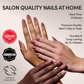Détail des faux ongles Glamnetic Mauve Mood couleur mauve
