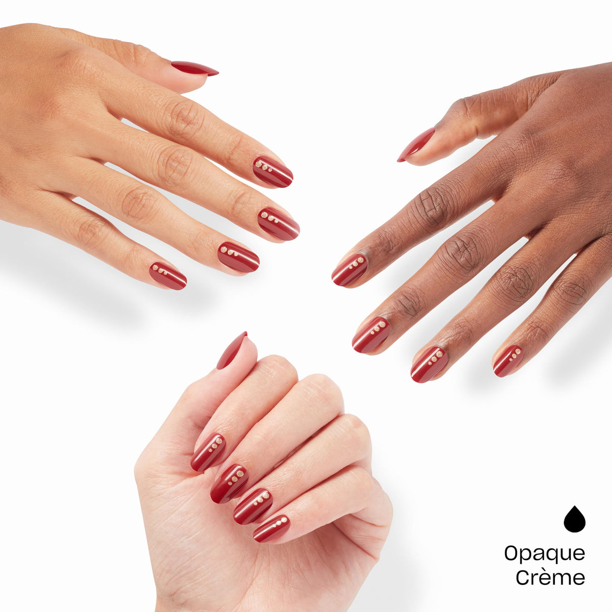 Détail des faux ongles OPI avec différentes tailles incluses