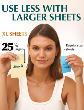 Détail des feuilles absorbantes ZOROM'S, texture et taille