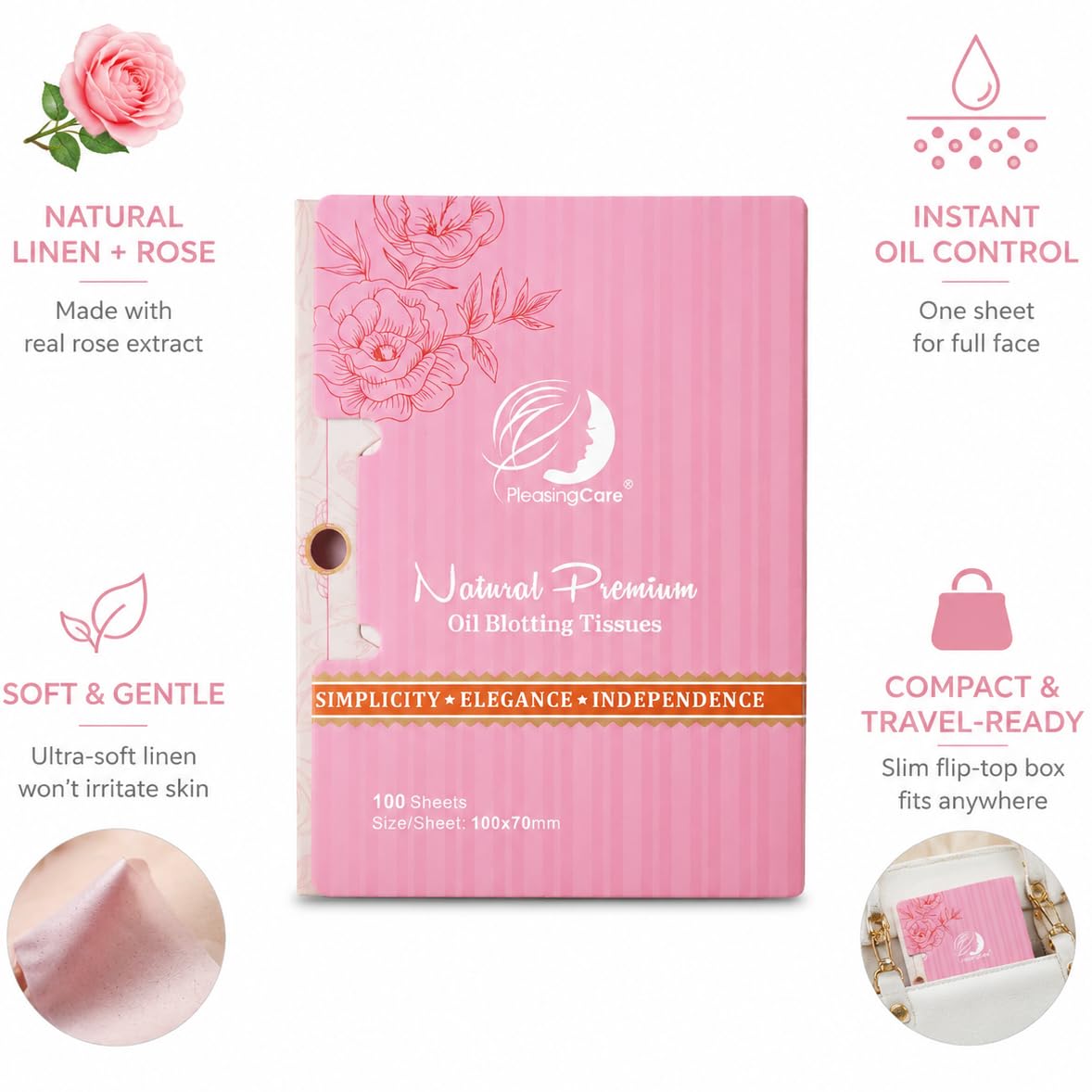 Détail des feuilles matifiantes PleasingCare