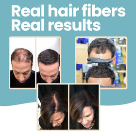 Détail des fibres de cheveux Hair Illusion sur une main