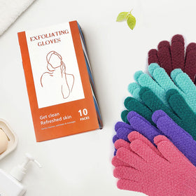 Détail des gants exfoliants Evridwear montrant la texture