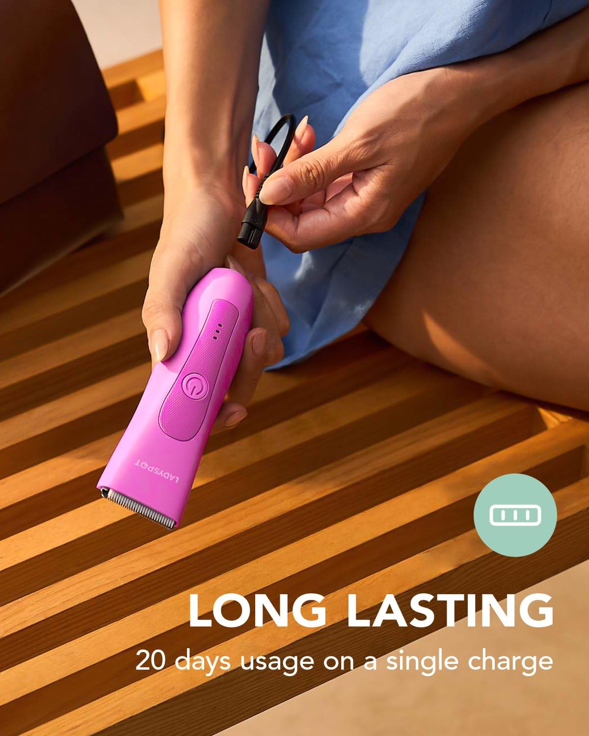 Détail des lames en céramique de la tondeuse MANSPOT LADYSPOT™