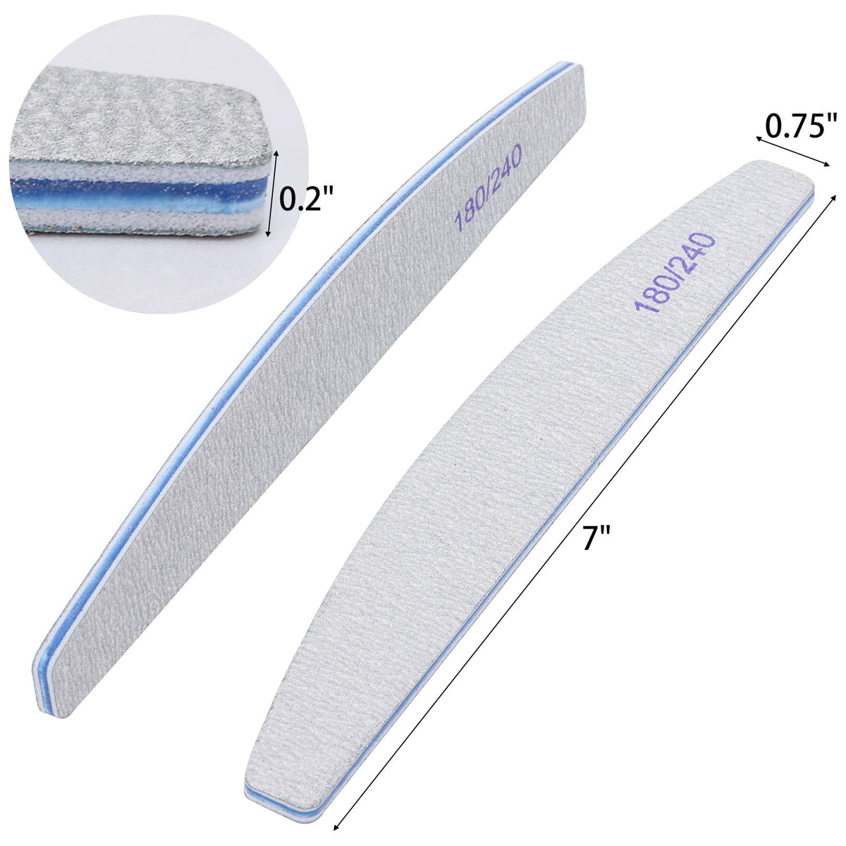 Détail des limes à ongles BTYMS montrant le grain 180 et 240