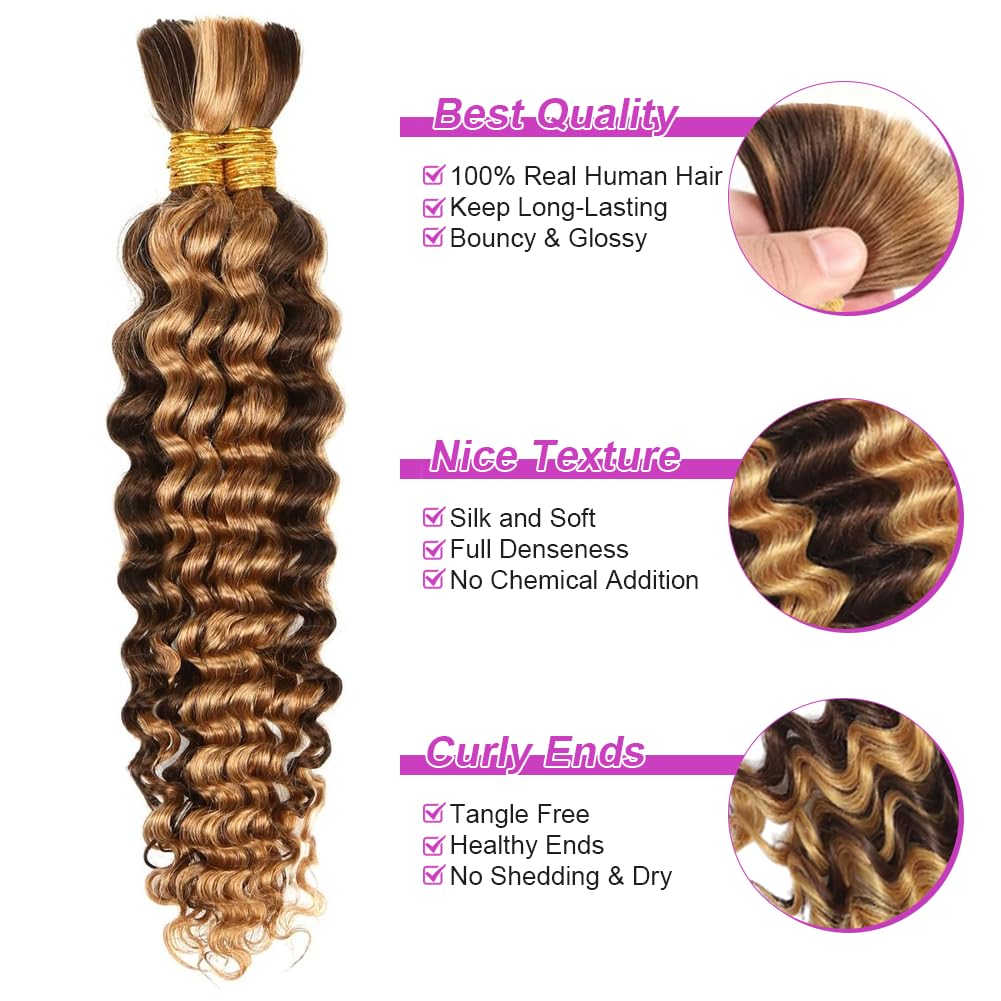 Détail des mèches de cheveux bouclés Acbhoa 100% humains