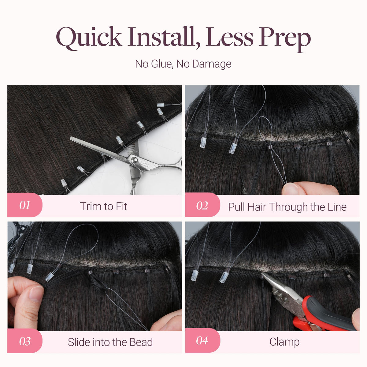 Détail des micro perles des extensions GOO GOO