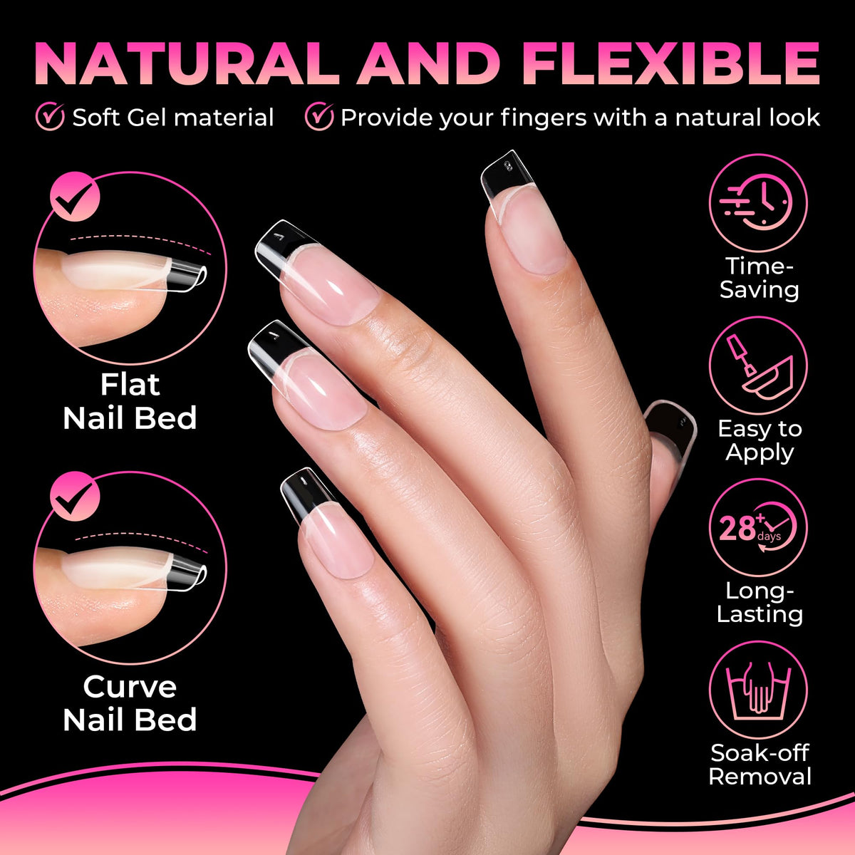 Détail des ongles en gel carrés UNA GELLA pré-numérotés