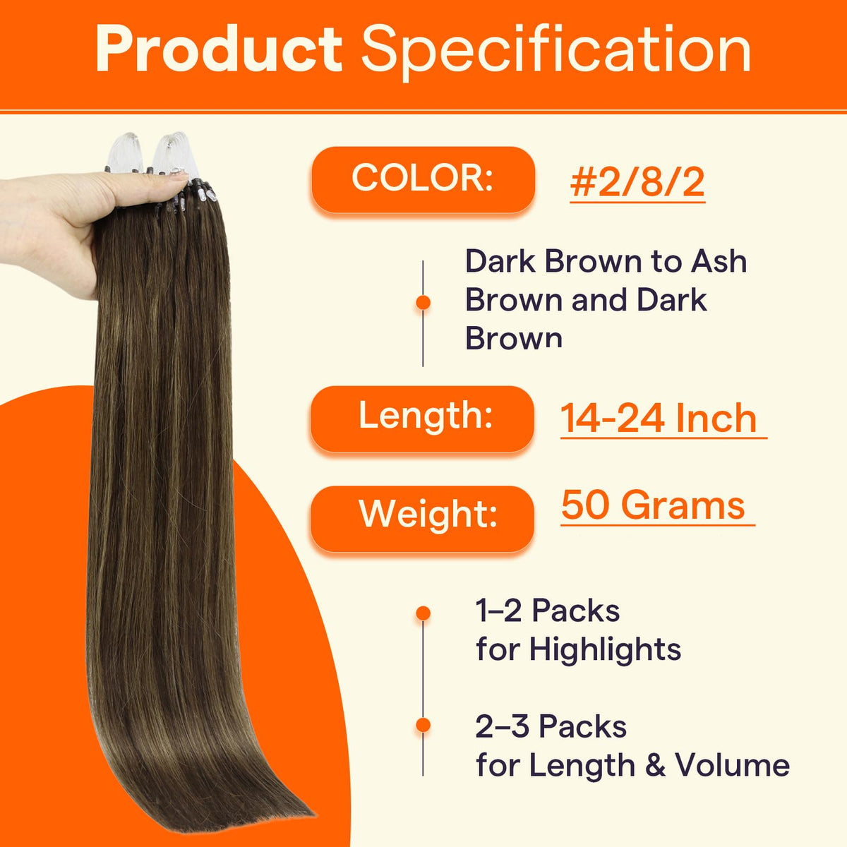 Détail des perles d'extensions de cheveux Micro Loop Full Shine