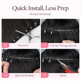 Détail des perles micro des extensions de cheveux GOO GOO