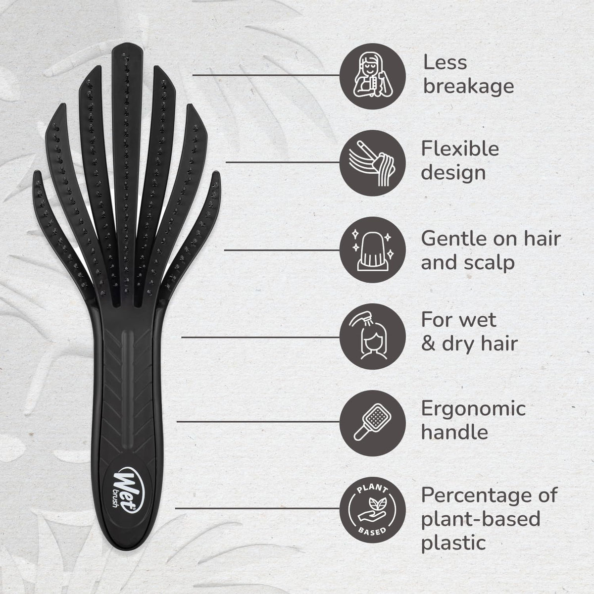 Détail des picots de la brosse Wet Brush Go Green Curl Detangler