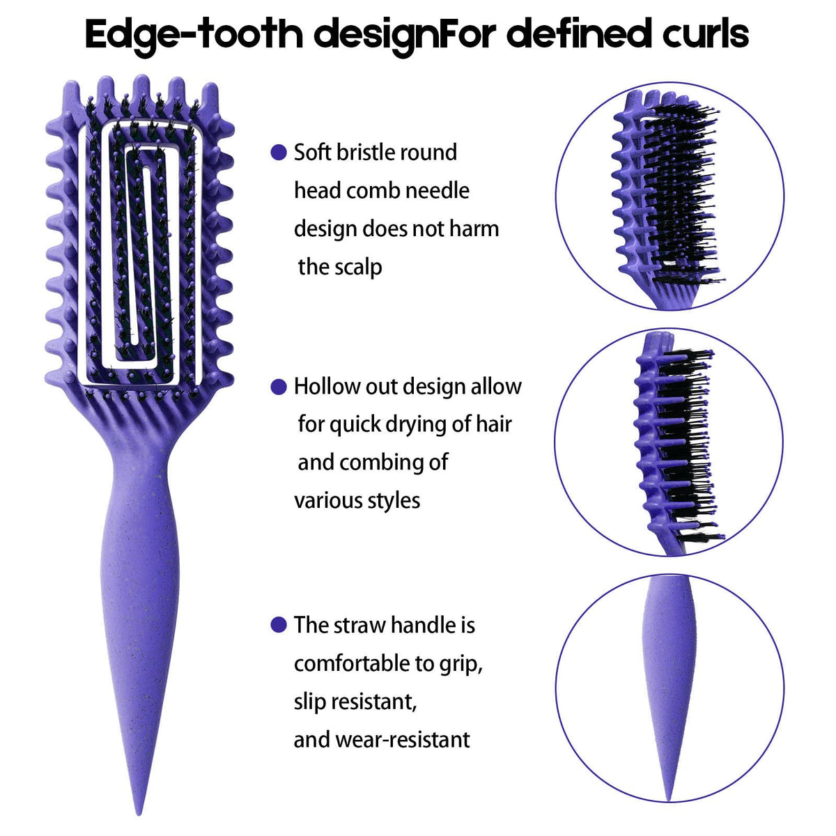 Détail des poils de la brosse à cheveux bouclés MMBVSZ