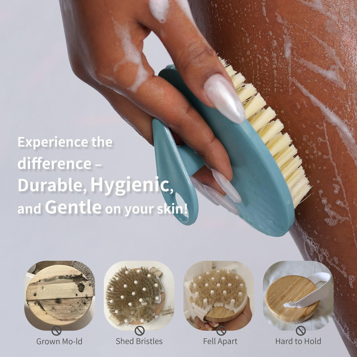 Détail des poils de la brosse BEAUTAIL pour une exfoliation douce