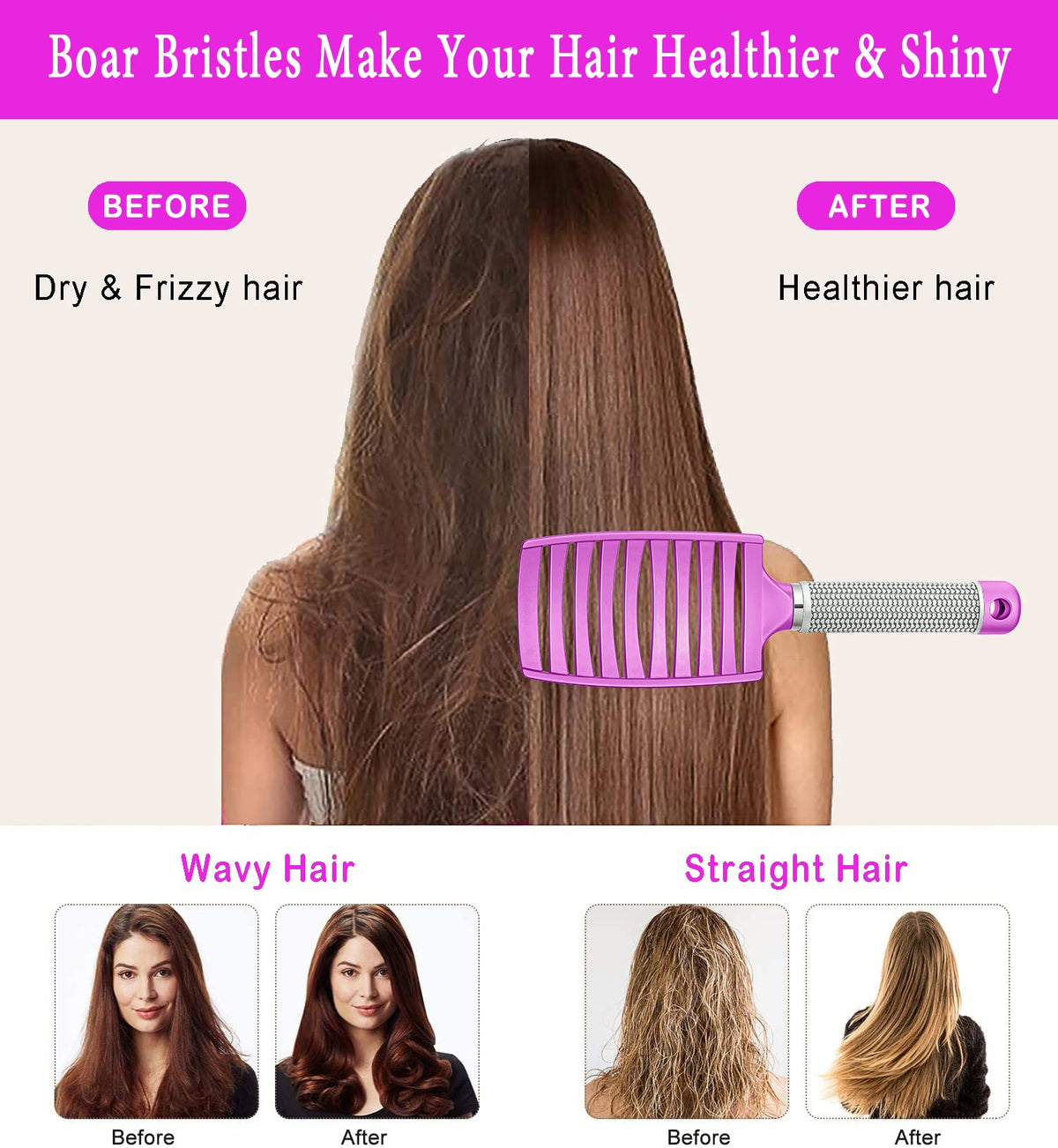 Détail des poils de la brosse KTKUDY, conçue pour un démêlage doux
