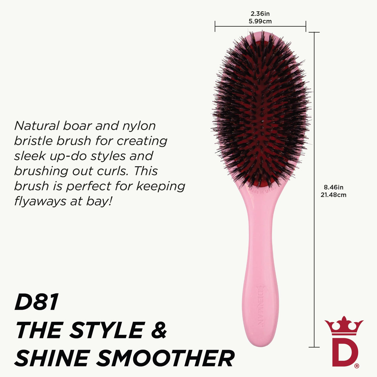 Détail des poils de sanglier et nylon de la brosse Denman D81M