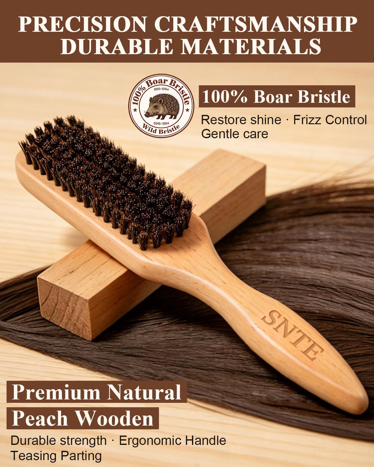 Détail des poils de sanglier sur la brosse Samnyte