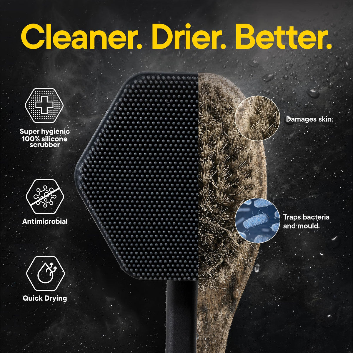 Détail des poils en silicone du gant de bain TOOLETRIES