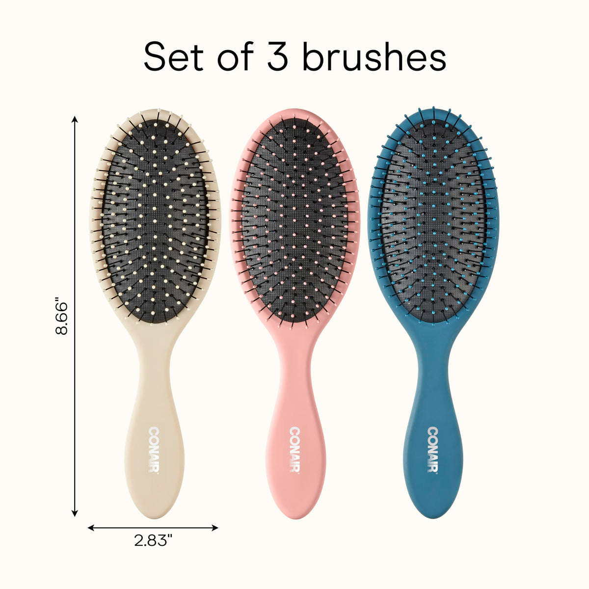 Détail des poils souples de la brosse démêlante Conair