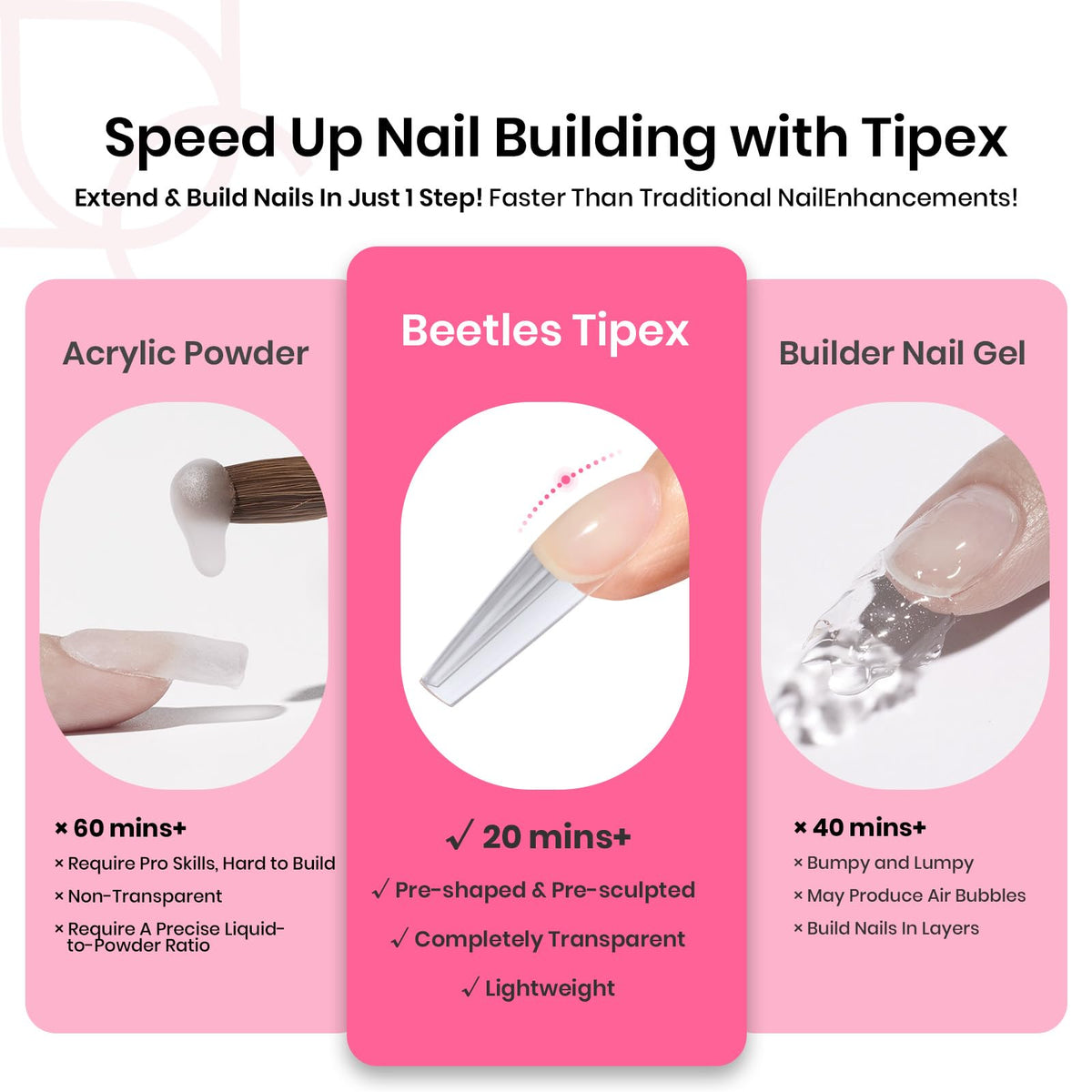 Détail des pointes d'ongles en forme d'amande du kit