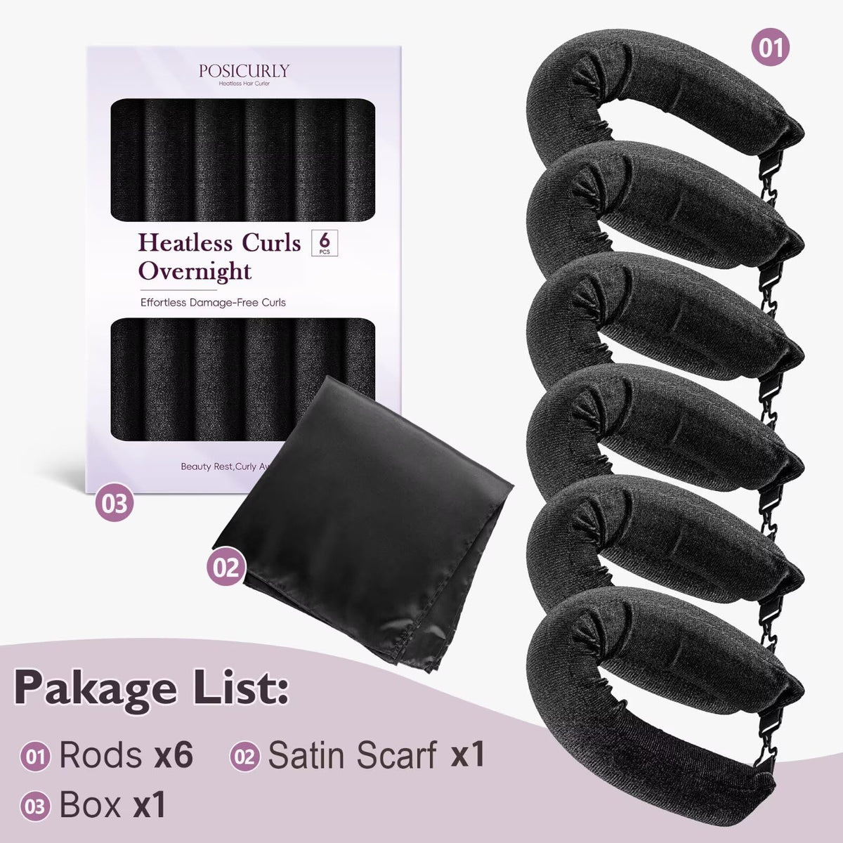 Détail des rouleaux à cheveux posicurly montrant la texture velours