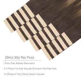 Détail des rubans adhésifs des extensions de cheveux Wennalife tape in