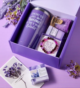 Détail des sels de bain dans le coffret Spa Lavande