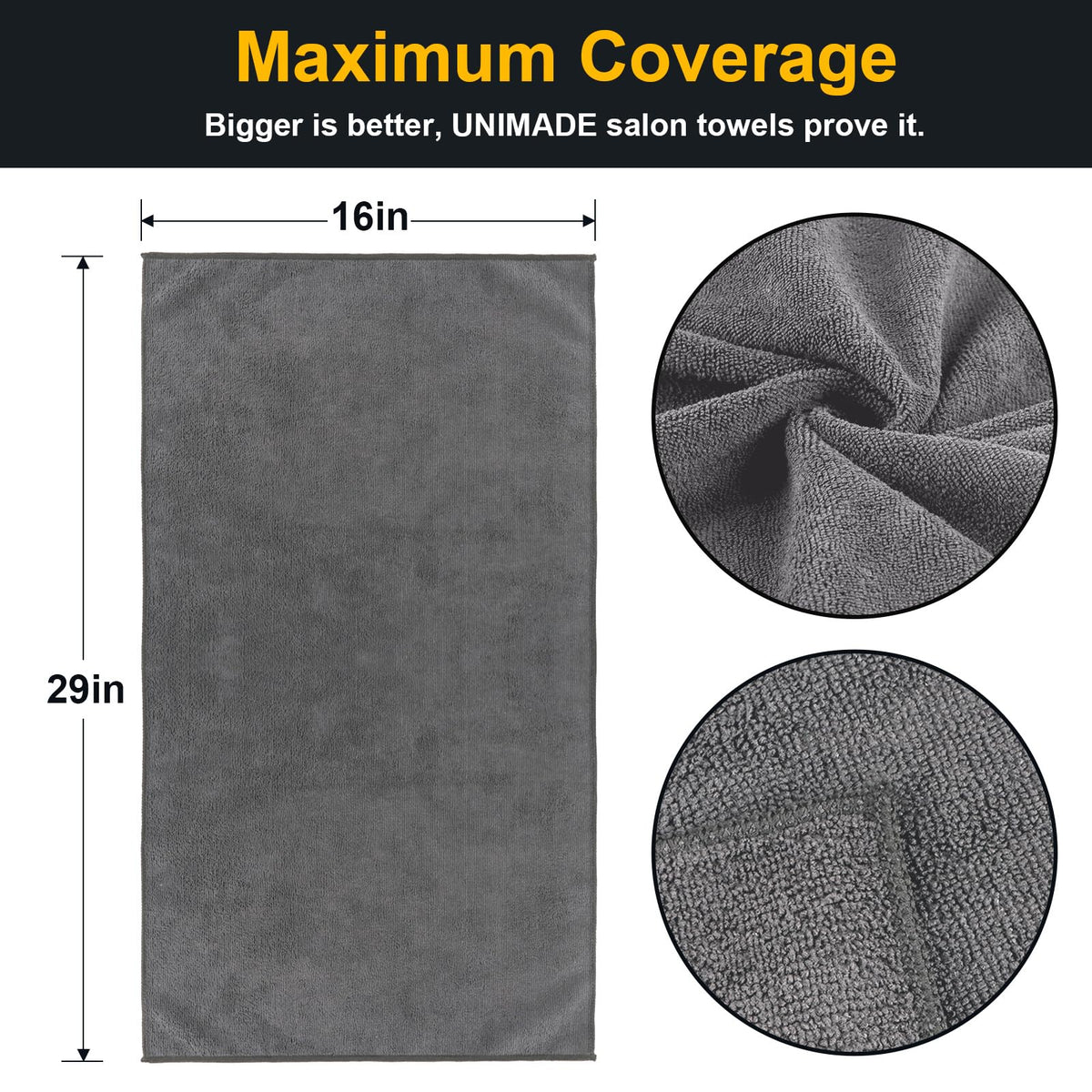 Détail des serviettes UNIMADE montrant la texture en microfibre