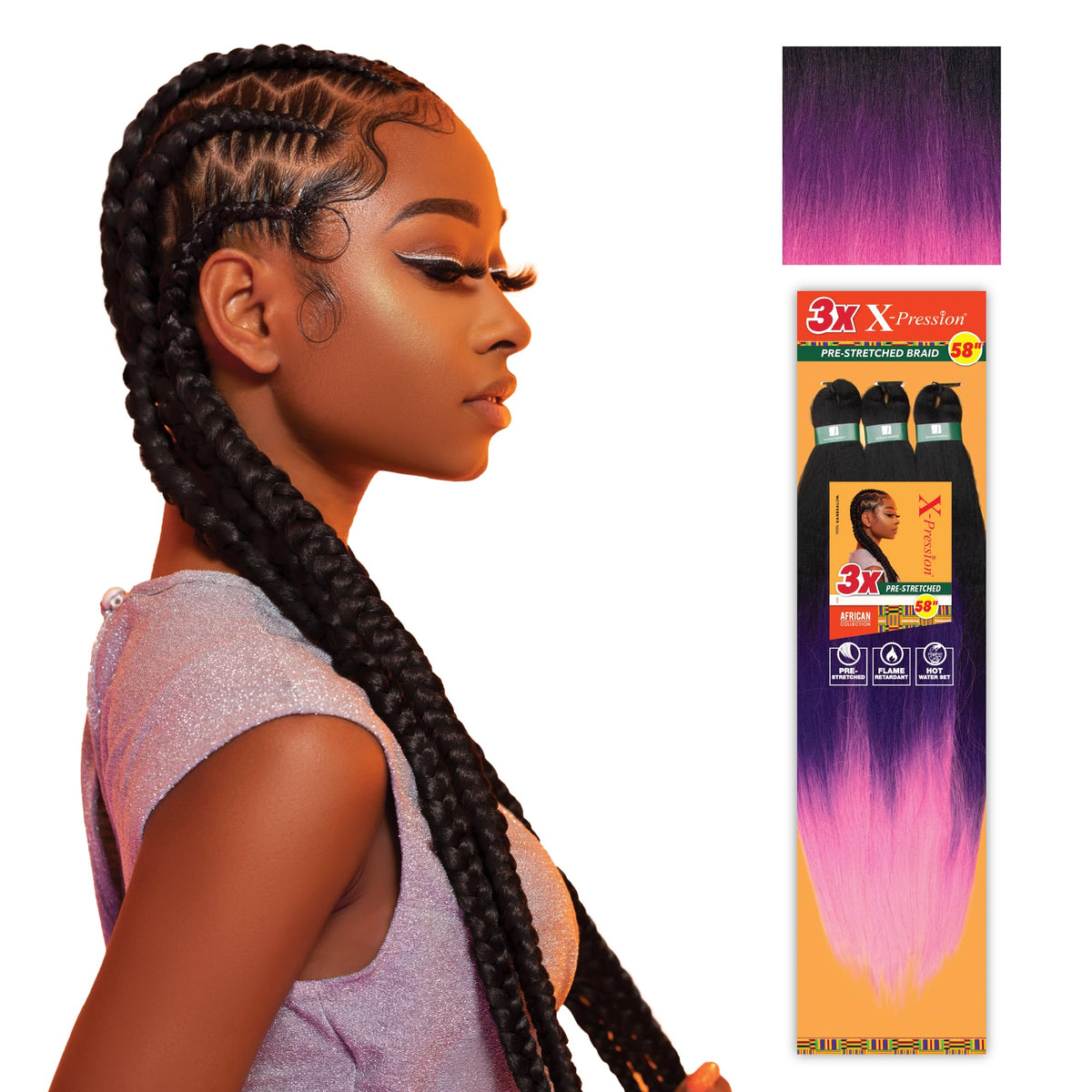 Détail des tresses Sensationnel X-Pression avec texture yaki