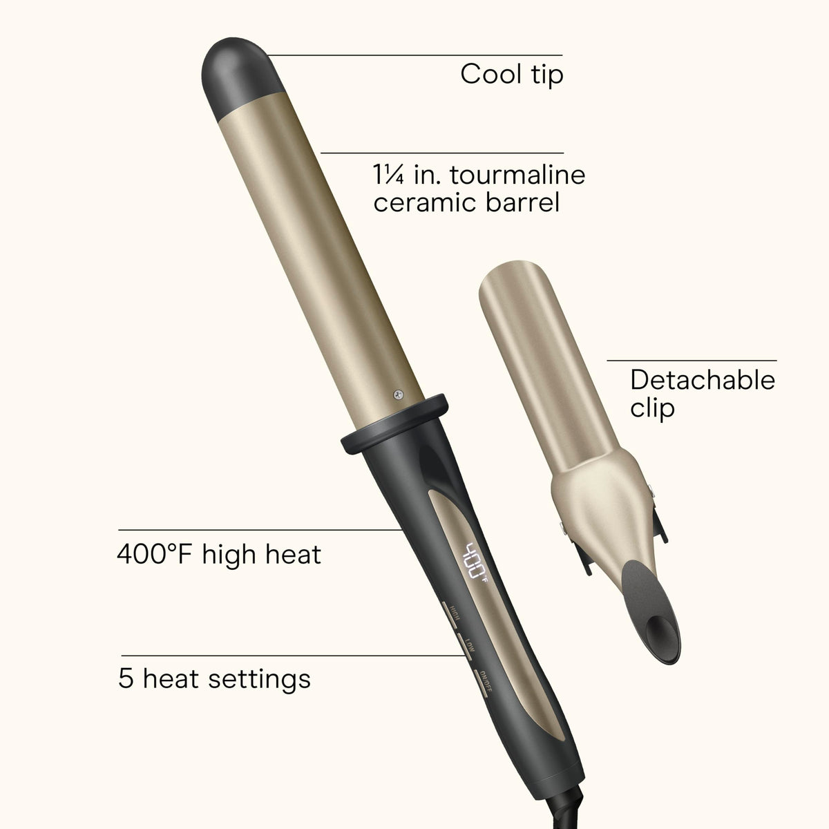 Détail du baril en céramique tourmaline du fer à friser INFINITIPRO