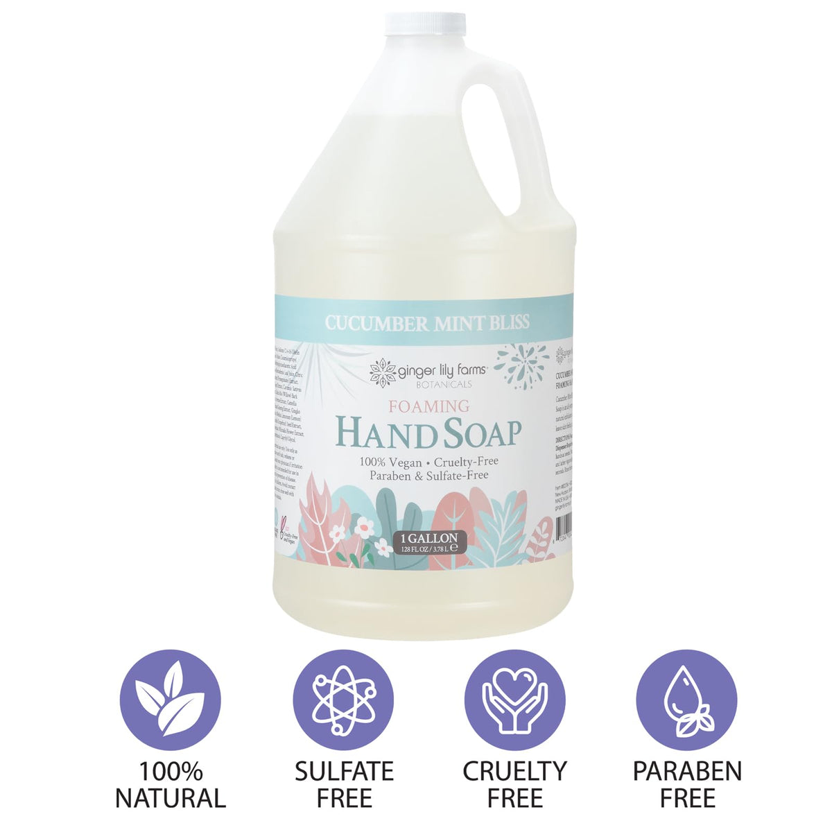 Détail du bouchon du savon moussant Ginger Lily Farms
