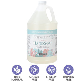 Détail du bouchon du savon moussant Ginger Lily Farms