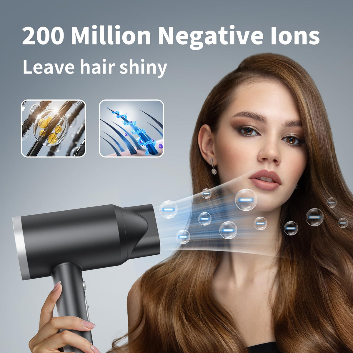 Détail du bouton de réglage de vitesse du sèche-cheveux ANNE BETTY
