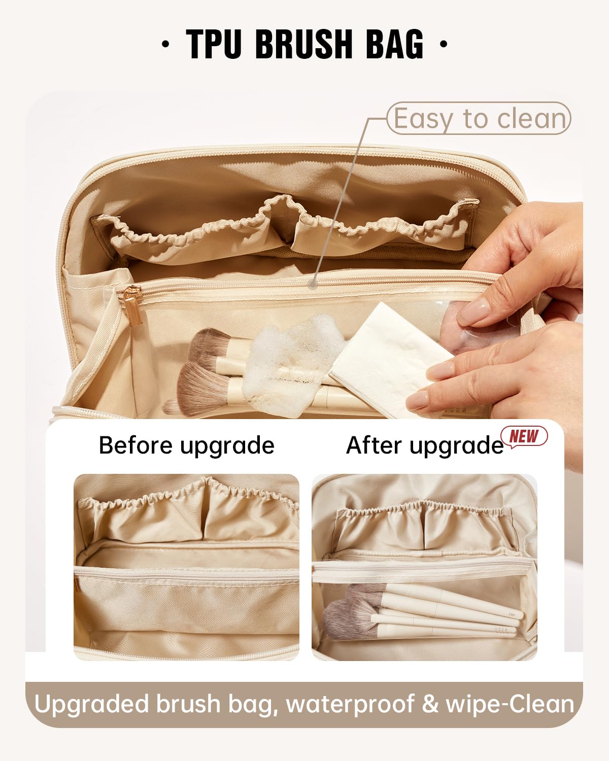 Détail du compartiment pour pinceaux de la trousse EACHY