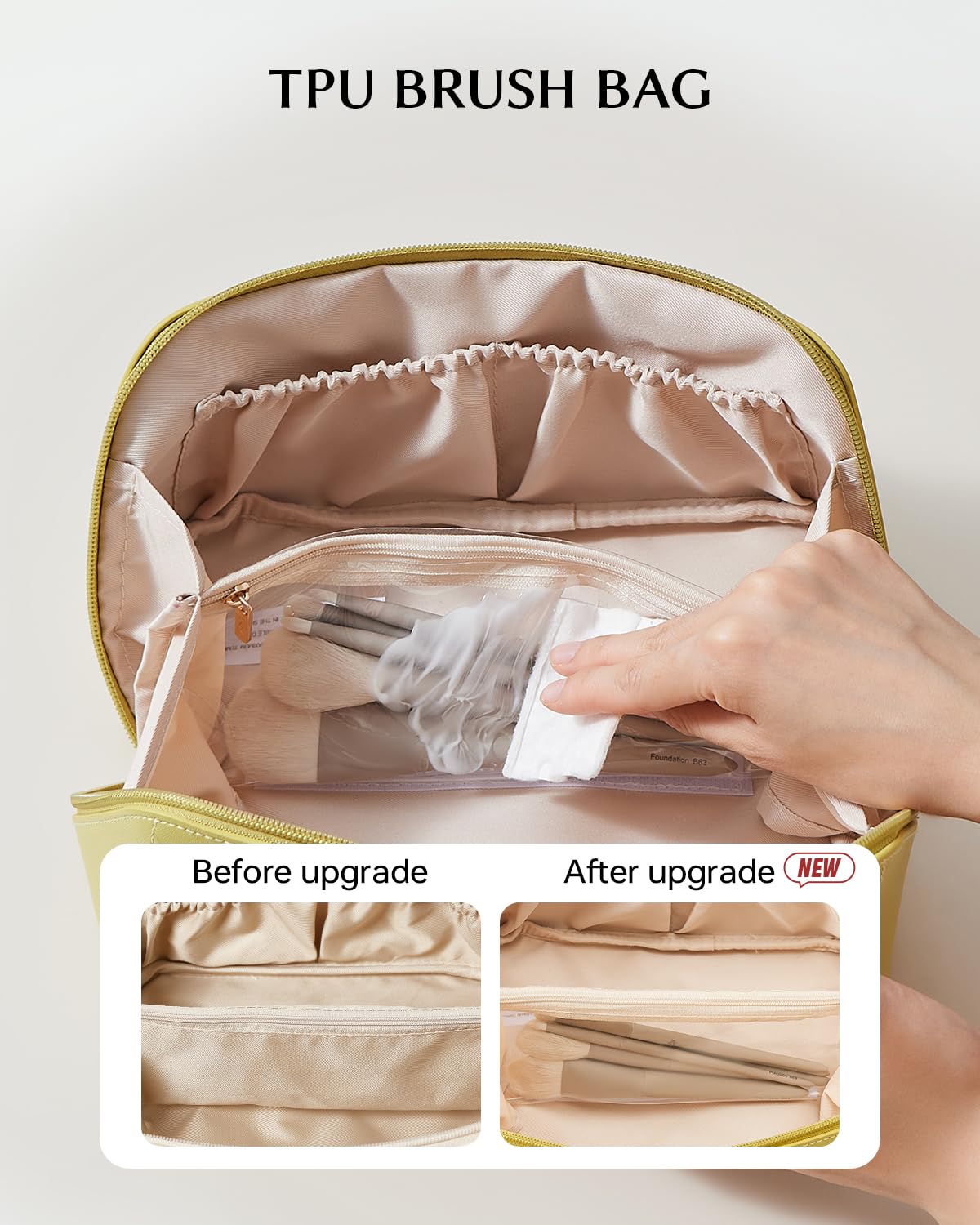 Détail du compartiment pour pinceaux de la trousse EACHY