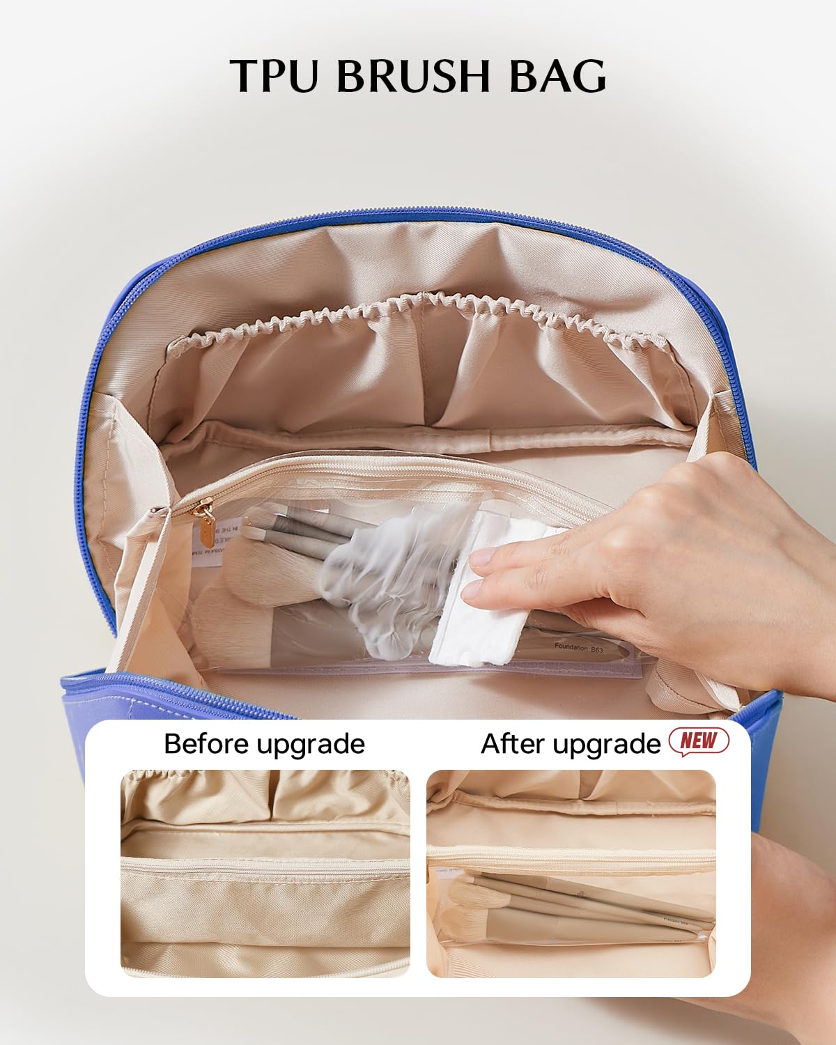 Détail du compartiment pour pinceaux de la trousse EACHY