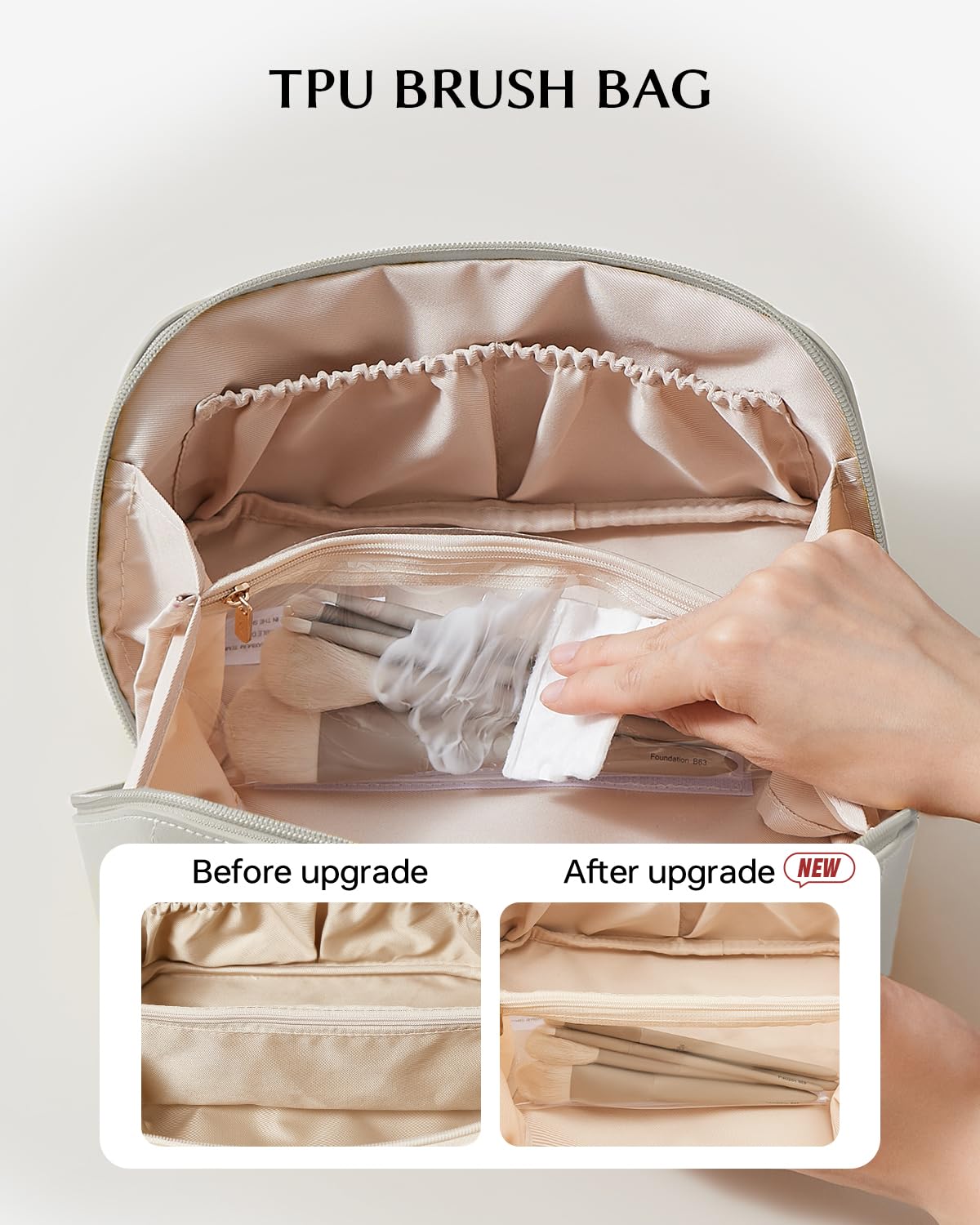 Détail du compartiment pour pinceaux de la trousse EACHY