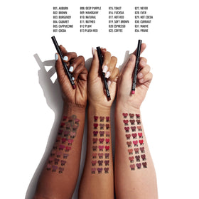 Détail du crayon à lèvres NYX rose nude avec texture crémeuse