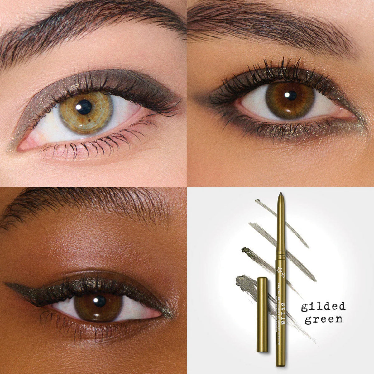 Détail du crayon eyeliner stila Gilded Green, texture gel