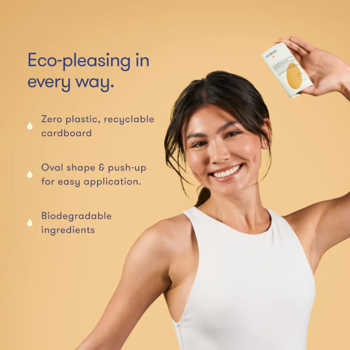 Détail du déodorant HIBAR avec tube recyclable