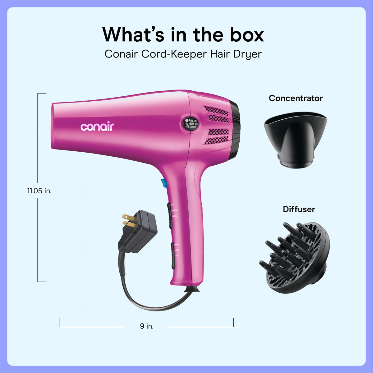 Détail du diffuseur du Sèche-Cheveux Conair 1875W rose