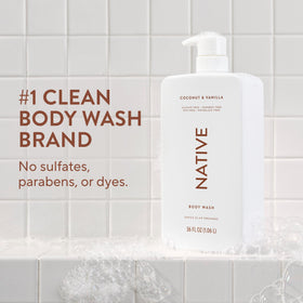 Détail du distributeur du gel douche Native 36 oz