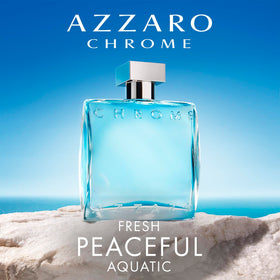 Détail du flacon Azzaro Chrome et vaporisateur