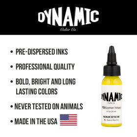 Détail du flacon de Dynamic Color Encre de Tatouage Jaune Citron 30 ml
