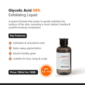 Détail du flacon de tonique exfoliant glycolique Minimalist
