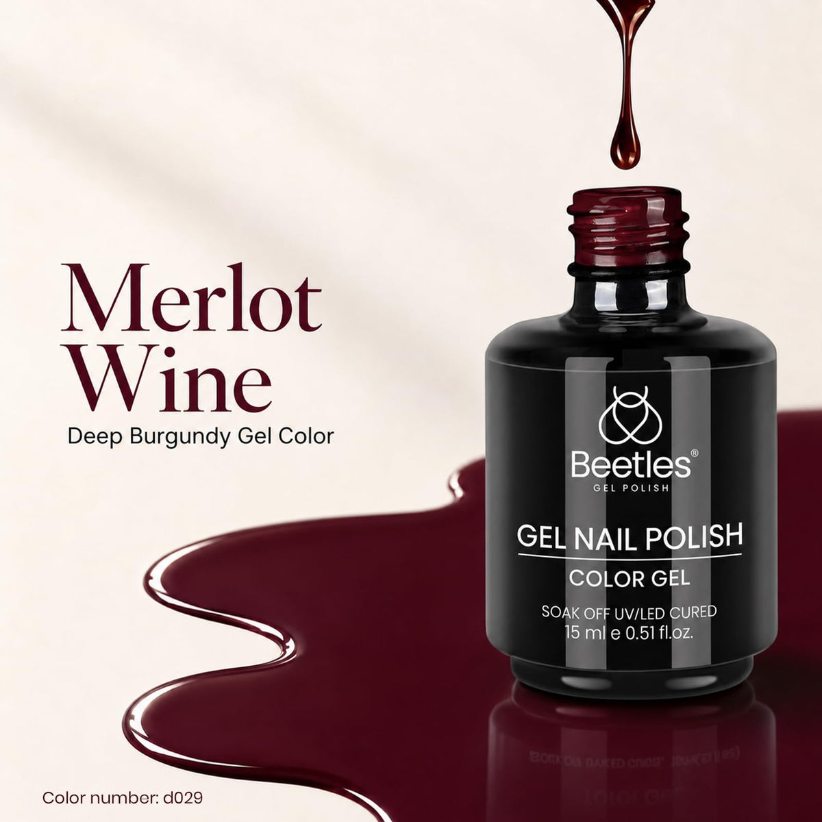 Détail du flacon de vernis gel Merlot Wine beetles