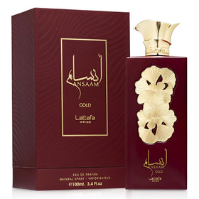 Détail du flacon Lattafa Ansaam Gold avec bouchon