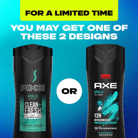 Détail du gel douche AXE Apollo avec senteur de sauge et cèdre