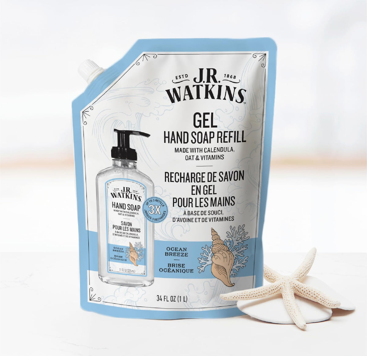 Détail du gel lavant J.R. Watkins avec une texture hydratante