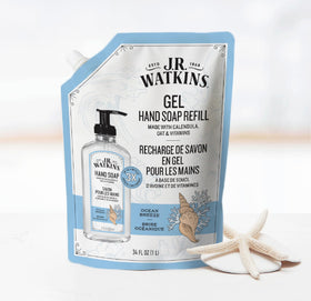 Détail du gel lavant J.R. Watkins avec une texture hydratante