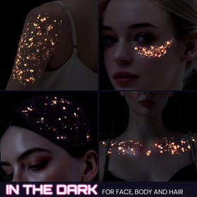 Détail du gel pailleté rose sur le visage d'une personne